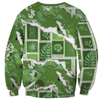 Hawaii Japanese Culture Sage Green Sweatshirt Spring Cranes Aloha Pattern