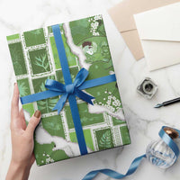 Hawaii Japanese Culture Sage Green Wrapping Paper Spring Cranes Aloha Pattern