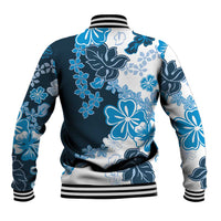 Blue Hibiscus Plumeria Floral Baseball Jacket - Polynesian Pride