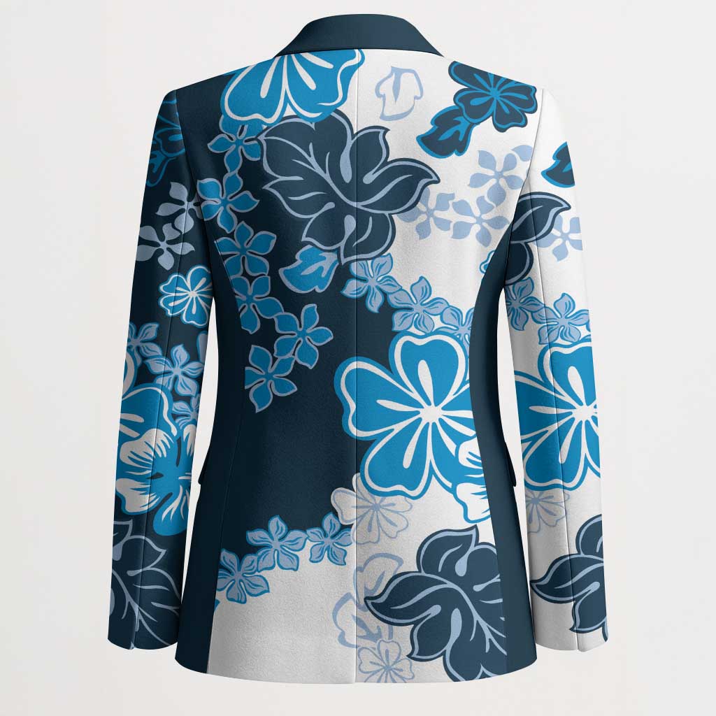 Blue Hibiscus Plumeria Floral Blazer - Polynesian Pride