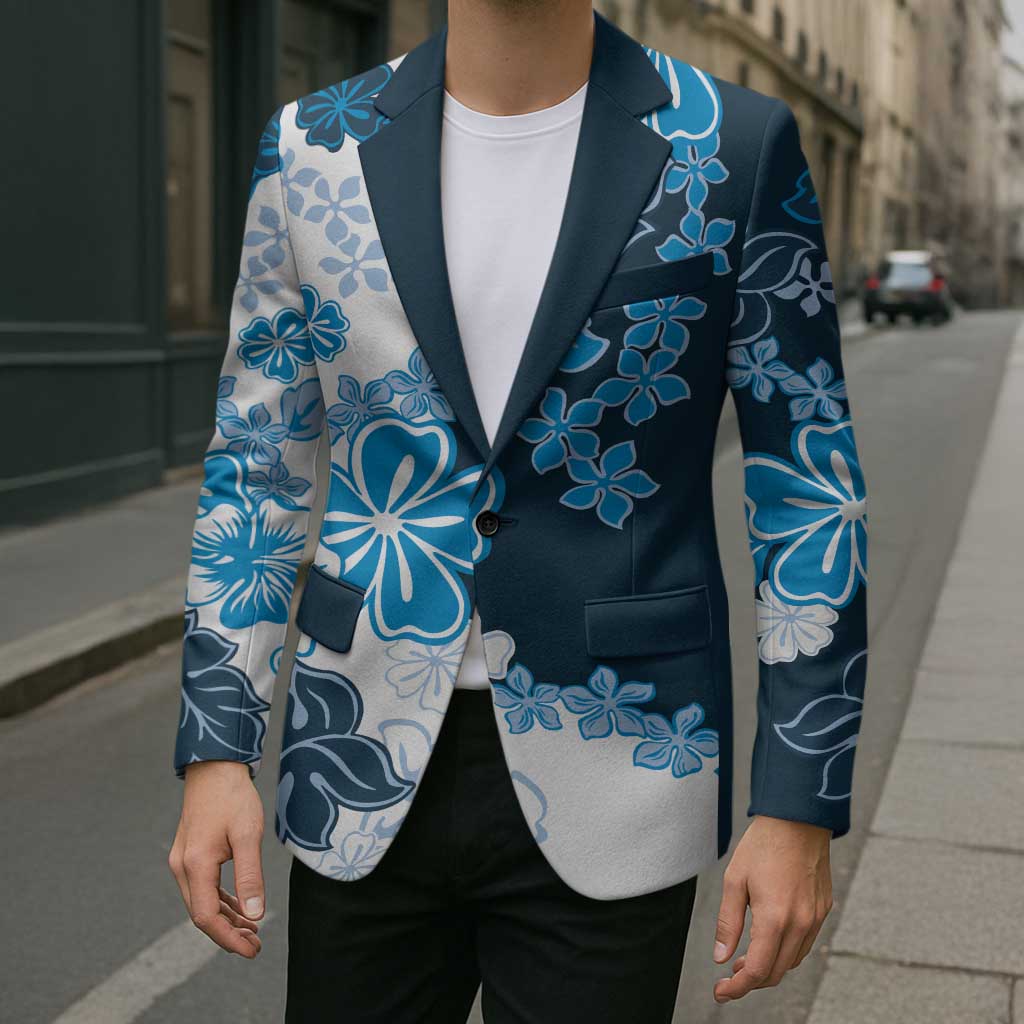 Blue Hibiscus Plumeria Floral Blazer - Polynesian Pride