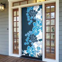 Blue Hibiscus Plumeria Floral Door Cover - Polynesian Pride