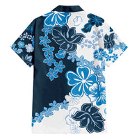 Blue Hibiscus Plumeria Floral Family Matching Long Sleeve Bodycon Dress and Hawaiian Shirt LT01 - Polynesian Pride