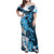 Blue Hibiscus Plumeria Floral Family Matching Off Shoulder Maxi Dress and Hawaiian Shirt - Polynesian Pride