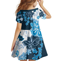 Blue Hibiscus Plumeria Floral Family Matching Short Sleeve Bodycon Dress and Hawaiian Shirt LT01 - Polynesian Pride