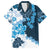 Blue Hibiscus Plumeria Floral Family Matching Short Sleeve Bodycon Dress and Hawaiian Shirt - Polynesian Pride
