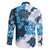 Blue Hibiscus Plumeria Floral Family Matching Tank Maxi Dress and Hawaiian Shirt - Polynesian Pride