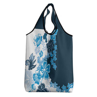 Blue Hibiscus Plumeria Floral Grocery Bag - Polynesian Pride