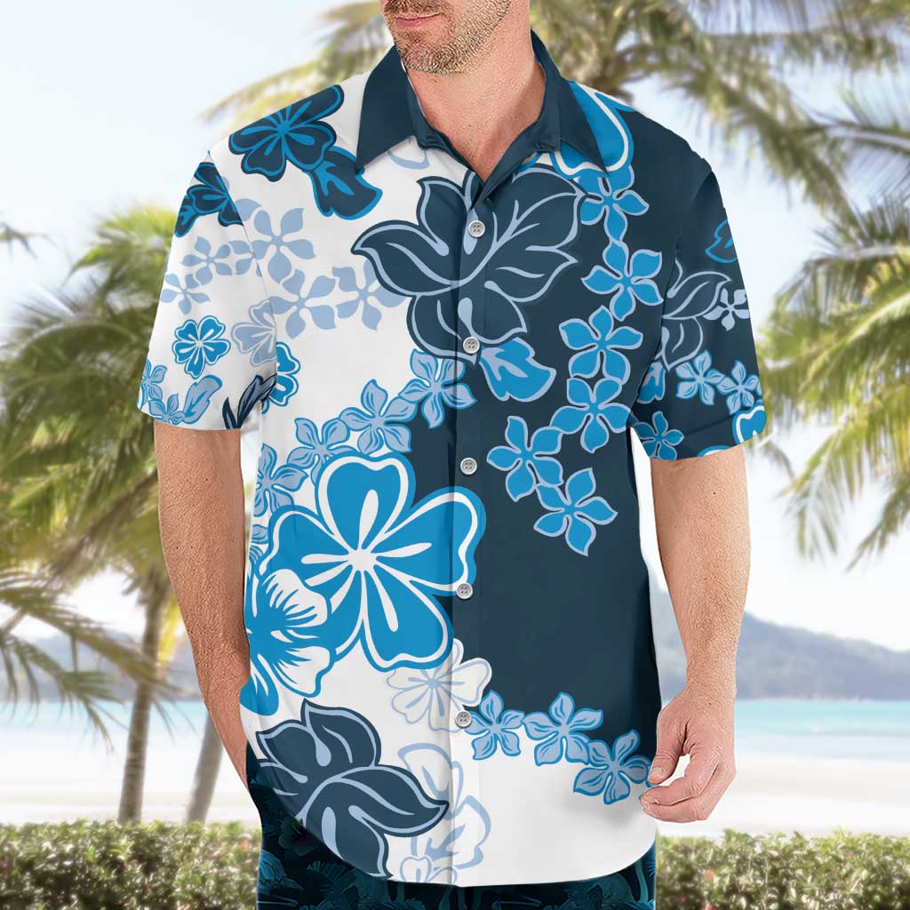 Blue Hibiscus Plumeria Floral Hawaiian Shirt - Polynesian Pride