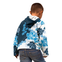 Blue Hibiscus Plumeria Floral Kid Hoodie - Polynesian Pride