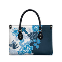 Blue Hibiscus Plumeria Floral Leather Bag - Polynesian Pride