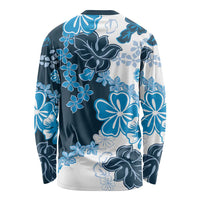 Blue Hibiscus Plumeria Floral Long Sleeve Shirt - Polynesian Pride
