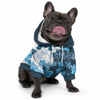 Blue Hibiscus Plumeria Floral Pet Hoodie LT01 - Polynesian Pride