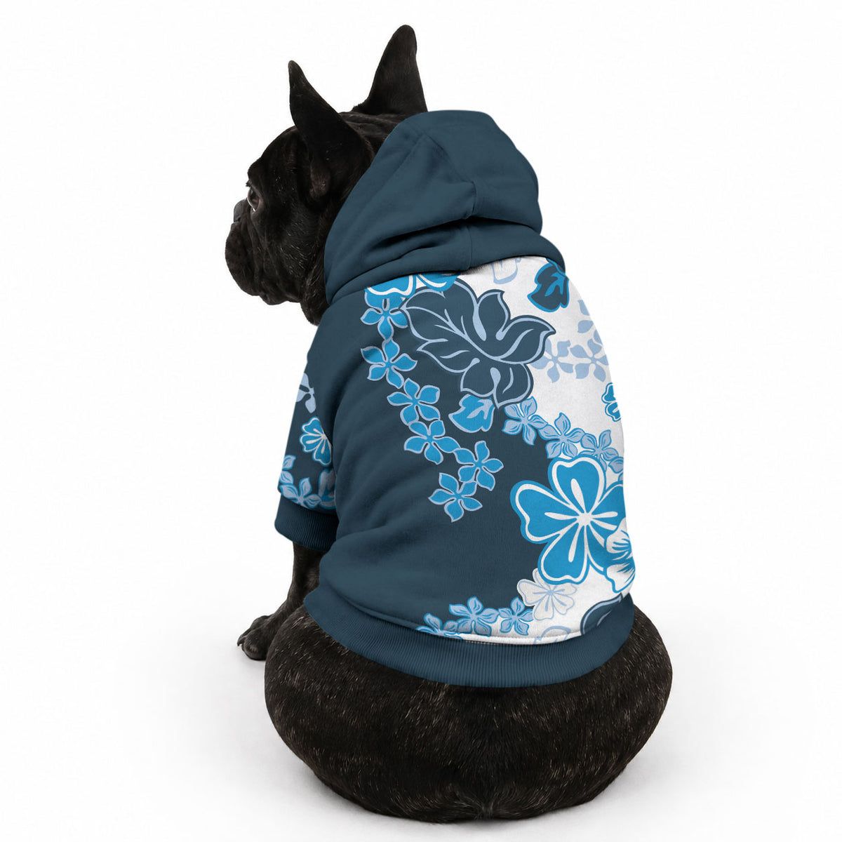 Blue Hibiscus Plumeria Floral Pet Hoodie LT01 - Polynesian Pride