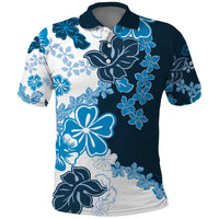 Blue Hibiscus Plumeria Floral Polo Shirt - Polynesian Pride