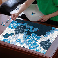 Blue Hibiscus Plumeria Floral Puzzle LT01
