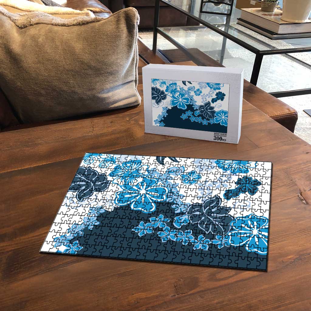 Blue Hibiscus Plumeria Floral Puzzle LT01