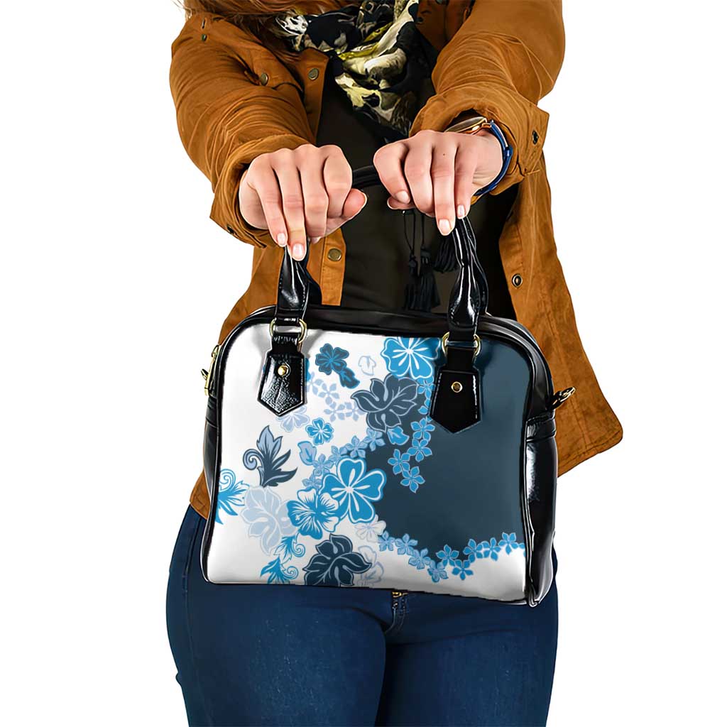 Blue Hibiscus Plumeria Floral Shoulder Handbag - Polynesian Pride