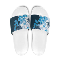 Blue Hibiscus Plumeria Floral Slide Sandals - Polynesian Pride
