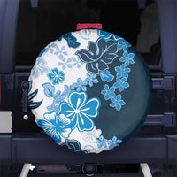 Blue Hibiscus Plumeria Floral Spare Tire Cover - Polynesian Pride