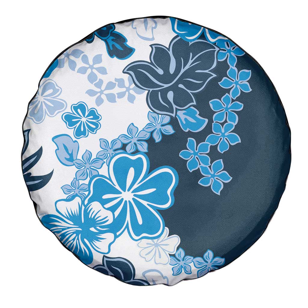 Blue Hibiscus Plumeria Floral Spare Tire Cover - Polynesian Pride
