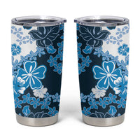 Blue Hibiscus Plumeria Floral Tumbler Cup - Polynesian Pride