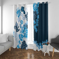Blue Hibiscus Plumeria Floral Window Curtain - Polynesian Pride