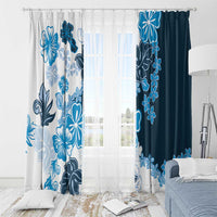 Blue Hibiscus Plumeria Floral Window Curtain - Polynesian Pride
