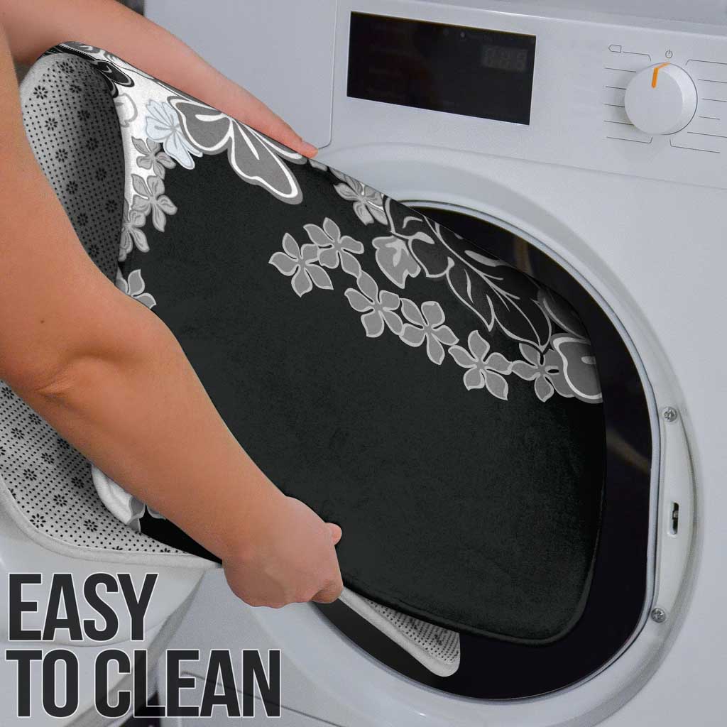 Gray Scale Hibiscus Plumeria Floral Bathroom Set - Polynesian Pride