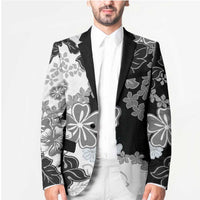 Gray Scale Hibiscus Plumeria Floral Blazer - Polynesian Pride