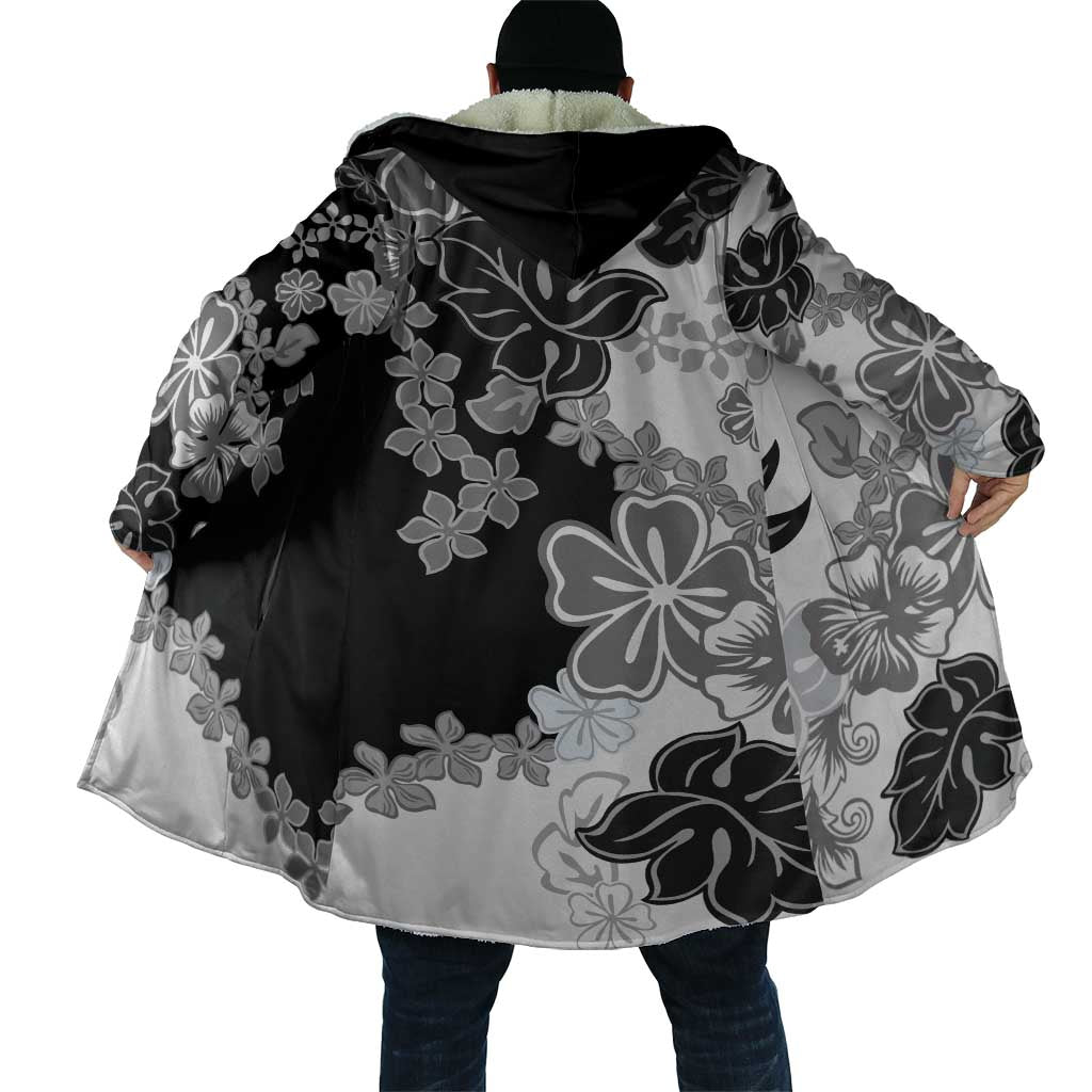 Gray Scale Hibiscus Plumeria Floral Cloak - Polynesian Pride