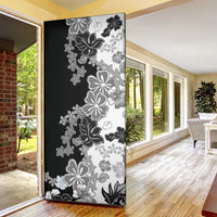 Gray Scale Hibiscus Plumeria Floral Door Cover - Polynesian Pride