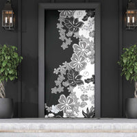 Gray Scale Hibiscus Plumeria Floral Door Cover - Polynesian Pride