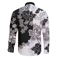 Gray Scale Hibiscus Plumeria Floral Family Matching Short Sleeve Bodycon Dress and Hawaiian Shirt LT01 - Polynesian Pride