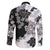Gray Scale Hibiscus Plumeria Floral Family Matching Tank Maxi Dress and Hawaiian Shirt - Polynesian Pride