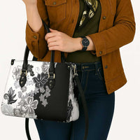 Gray Scale Hibiscus Plumeria Floral Leather Bag - Polynesian Pride