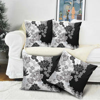 Gray Scale Hibiscus Plumeria Floral Pillow Cover - Polynesian Pride