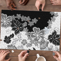Gray Scale Hibiscus Plumeria Floral Puzzle LT01