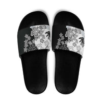 Gray Scale Hibiscus Plumeria Floral Slide Sandals - Polynesian Pride