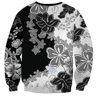 Gray Scale Hibiscus Plumeria Floral Sweatshirt - Polynesian Pride
