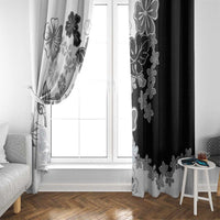 Gray Scale Hibiscus Plumeria Floral Window Curtain - Polynesian Pride