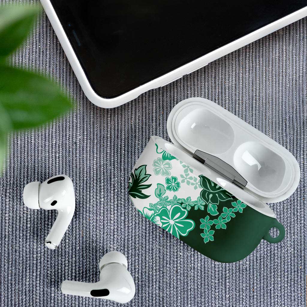 Green Hibiscus Plumeria Floral AirPods Case - Polynesian Pride