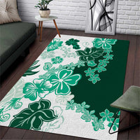 Green Hibiscus Plumeria Floral Area Rug - Polynesian Pride