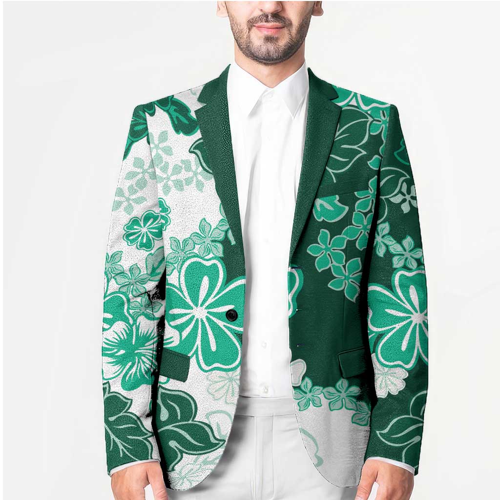 Green Hibiscus Plumeria Floral Blazer - Polynesian Pride