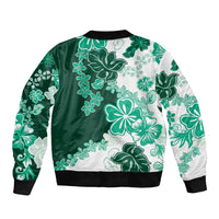 Green Hibiscus Plumeria Floral Bomber Jacket - Polynesian Pride