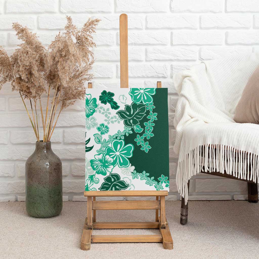 Green Hibiscus Plumeria Floral Canvas Wall Art - Polynesian Pride