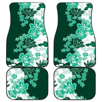 Green Hibiscus Plumeria Floral Car Mats - Polynesian Pride