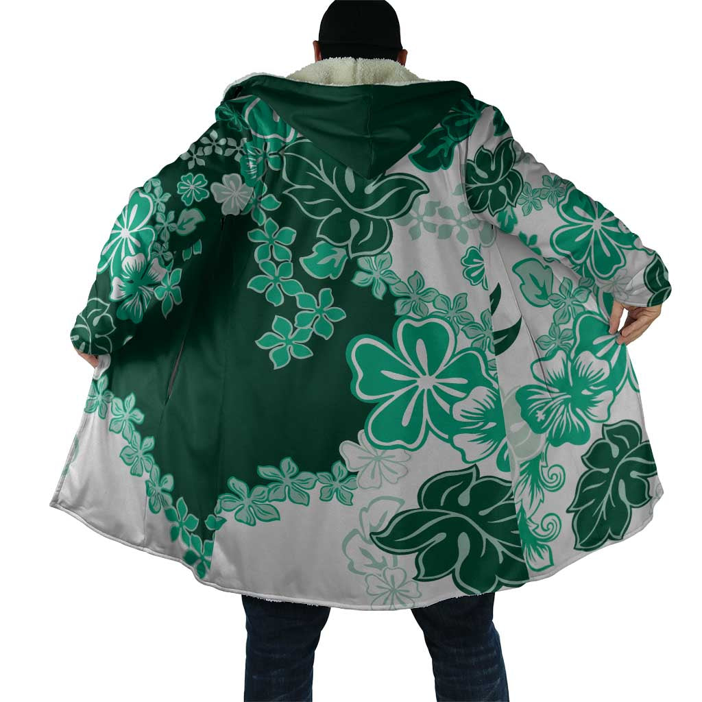 Green Hibiscus Plumeria Floral Cloak - Polynesian Pride