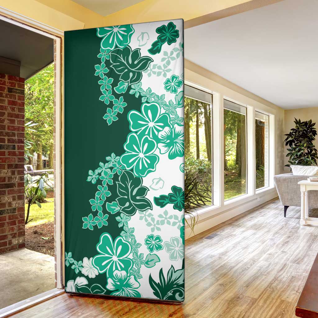 Green Hibiscus Plumeria Floral Door Cover - Polynesian Pride