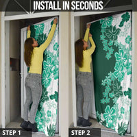 Green Hibiscus Plumeria Floral Door Cover - Polynesian Pride